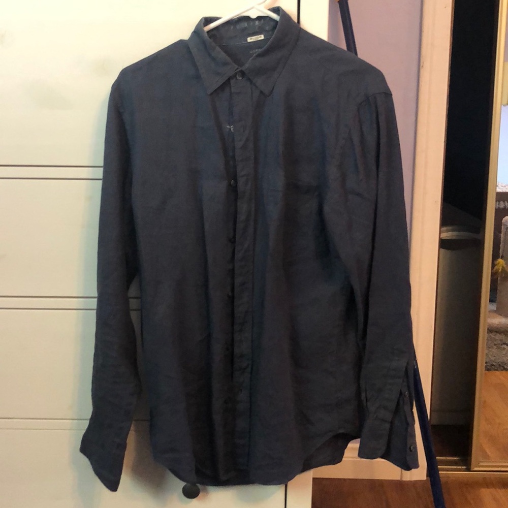 Navy Blue J. Crew Dress Shirt, 100% linen
